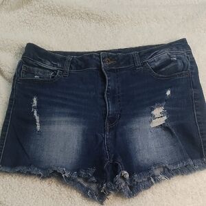 Wax Jean Blue Distressed Jean Shorts